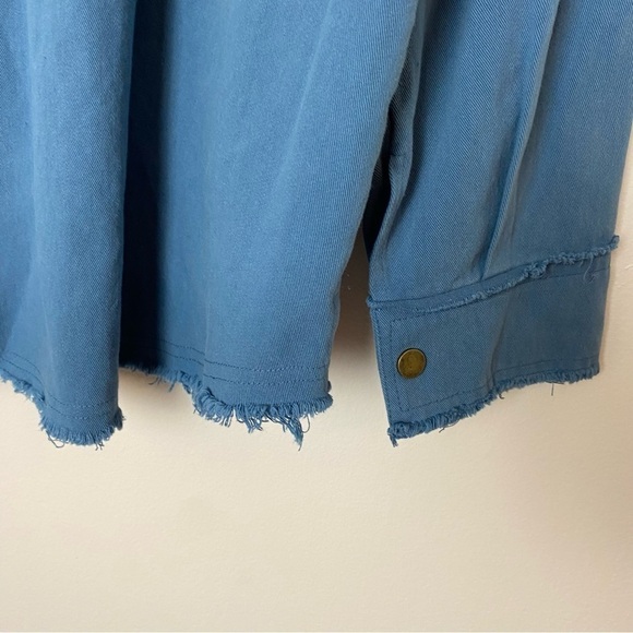 La Miel Anneli Twill Shacket in Stone Blue Color - Picture 7 of 16